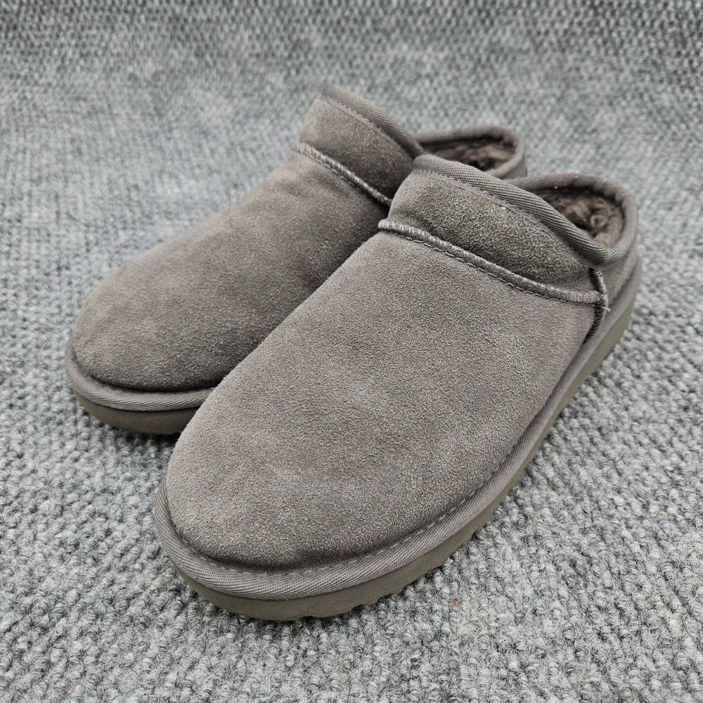 UGG Women's 8 Gray Slipper Classic Suede Shearling Lined 1108191 Cozy Loungewear